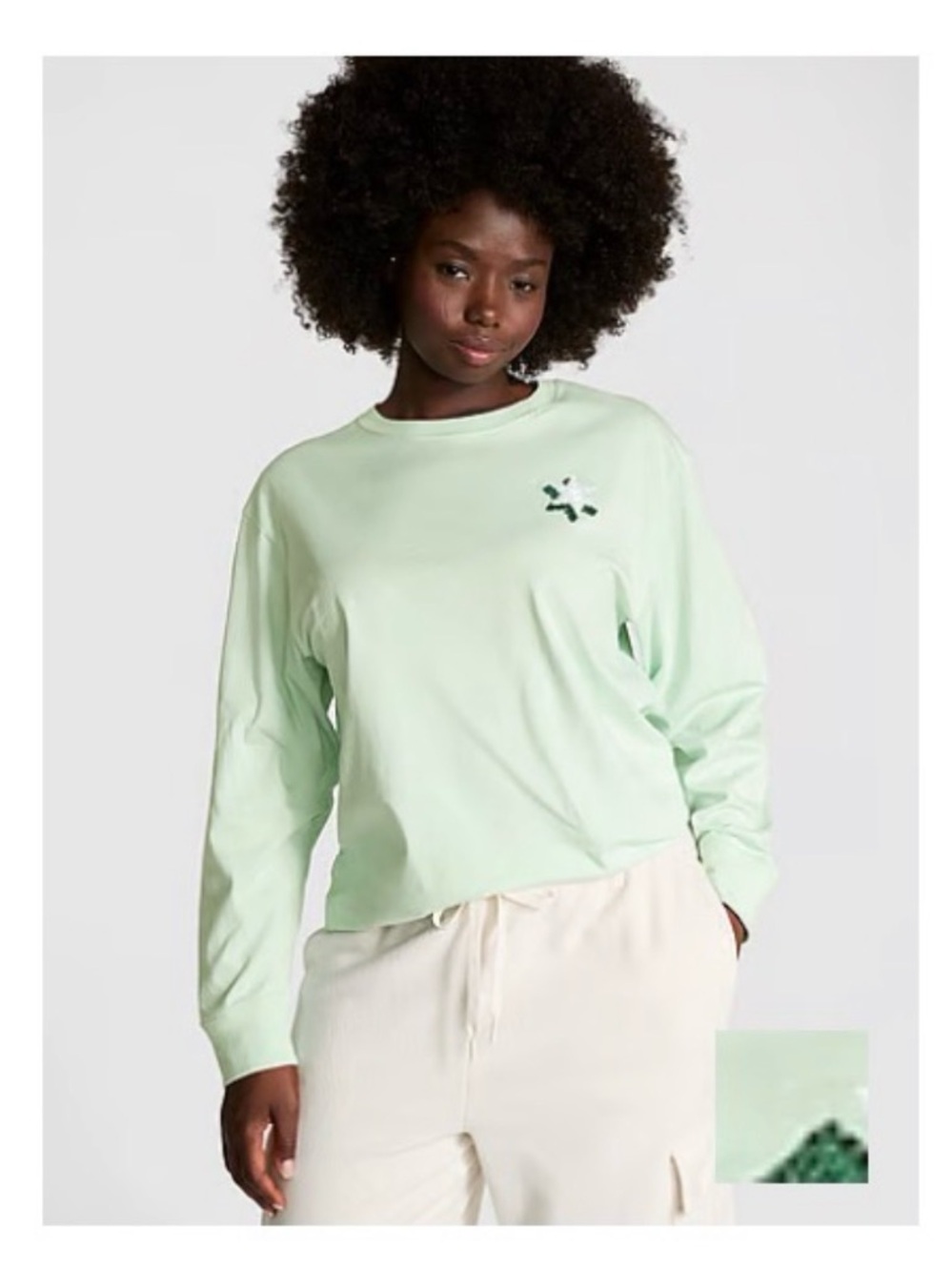 PINK Victoria's Secret Mint Green Long Sleeve Crewneck